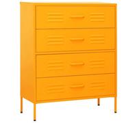 Berkfield Durable Chest Of Drawers Mustard Yellow 80X35X101.5 Cm Steel