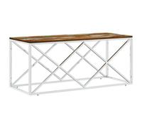 Berkfield Durable Coffee Table Stainless Steel And Solid Wood Reclaimed