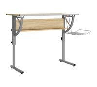 Berkfield Durable Craft Desk Sonoma Oak&grey 110X53X(58-87)Cm Engineered Wood&steel