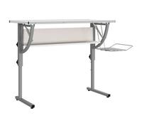 Berkfield Durable Craft Desk White&grey 110X53X(58-87) Cm Engineered Wood&steel