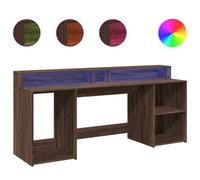 Berkfield Durable Desk With Led Lights Brown Oak 200X55X91 Cm Engineered Wood