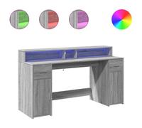 Berkfield Durable Desk With Led Lights Grey Sonoma 160X55X91 Cm Engineered Wood
