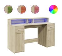 Berkfield Durable Desk With Led Lights Sonoma Oak 140X55X91 Cm Engineered Wood