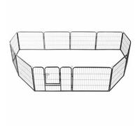 Berkfield Durable Dog Playpen 12 Panels Steel 80X60 Cm Black
