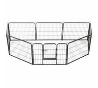 Berkfield Durable Dog Playpen 8 Panels Steel 80X60 Cm Black