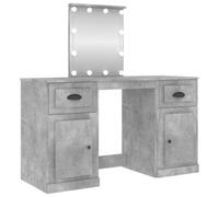 Berkfield Durable Dressing Table With Led Concrete Grey 130X50X132.5 Cm