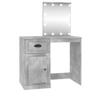 Berkfield Durable Dressing Table With Led Concrete Grey 90X50X132.5 Cm Engineered Wood