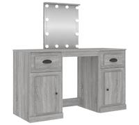 Berkfield Durable Dressing Table With Led Grey Sonoma 130X50X132.5 Cm