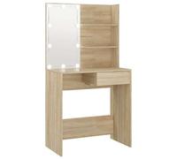 Berkfield Durable Dressing Table With Led Sonoma Oak 74.5X40X141 Cm Engineered Wood