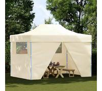 Berkfield Durable Foldable Tent Pop-Up With 4 Side Walls 3X4.5 M Cream White