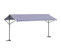 Berkfield Durable Free Standing Awning Blue And White 500X300 Cm Fabric And Steel