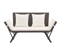 Berkfield Durable Garden Bench With Cushions Brown 176 Cm Poly Rattan