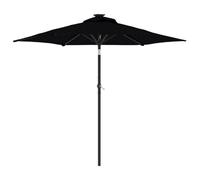 Berkfield Durable Garden Parasol With Leds And Steel Pole Black 225X225X212Cm