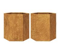 Berkfield Durable Garden Planter 2 Pcs Hexagon 46X40X45 Cm Corten Steel
