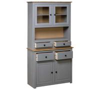 Berkfield Durable Highboard Grey 93X40.5X180 Cm Solid Pine Panama Range