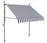 Berkfield Durable Manual Retractable Awning With Led 100 Cm Blue And White