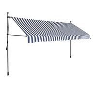 Berkfield Durable Manual Retractable Awning With Led 400 Cm Blue And White