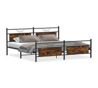 Berkfield Durable Metal Bed Frame Without Mattress Smoked Oak 193X203 Cm