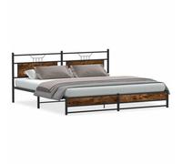 Berkfield Durable Metal Bed Frame Without Mattress Smoked Oak 193X203 Cm