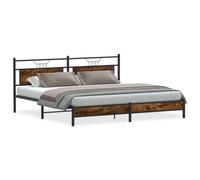 Berkfield Durable Metal Bed Frame Without Mattress Smoked Oak 193X203 Cm