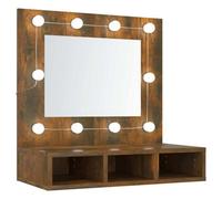 Berkfield Durable Mirror Cabinet With Led Smoked Oak 60X31.5X62 Cm