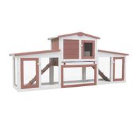 Berkfield Durable Outdoor Large Rabbit Hutch Brown And White 204X45X85 Cm Wood