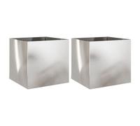 Berkfield Durable Planters 2 Pcs Silver 49X47X46 Cm Stainless Steel