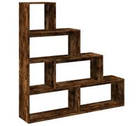 Berkfield Durable Room Divider Bookcase 4-Tier Smoked Oak 143.5X29X143.5 Cm Engineered Wood