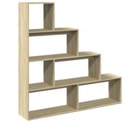 Berkfield Durable Room Divider Bookcase 4-Tier Sonoma Oak 143.5X29X143.5 Cm Engineered Wood