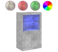 Berkfield Durable Side Cabinet With Led Lights Concrete Grey Engineered Wood