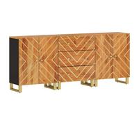 Berkfield Durable Side Cabinets 3 Pcs Brown And Black 60X33.5X75 Cm Solid Wood Mango