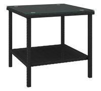 Berkfield Durable Side Table Black 45X45X45 Cm Poly Rattan And Tempered Glass