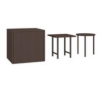 Berkfield Durable Side Tables 3 Pcs Brown Poly Rattan