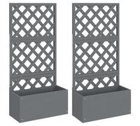 Berkfield Durable Trellis Planters 2 Pcs Grey 65X33X135 Cm Wpc