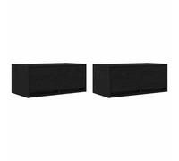 Berkfield Durable Tv Cabinets 2 Pcs Black Oak 60X31X25.5 Cm Engineered Wood