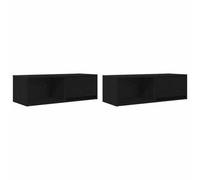 Berkfield Durable Tv Cabinets 2 Pcs Black Oak 80X31X25.5 Cm Engineered Wood