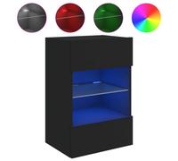 Berkfield Durable Tv Wall Cabinet With Led Lights Black 40X30X60.5 Cm