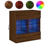Berkfield Durable Tv Wall Cabinet With Led Lights Brown Oak 58.5X30X60.5 Cm