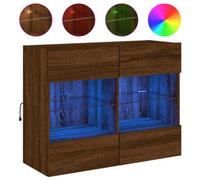 Berkfield Durable Tv Wall Cabinet With Led Lights Brown Oak 78.5X30X60.5 Cm
