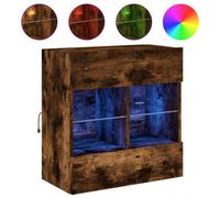 Berkfield Durable Tv Wall Cabinet With Led Lights Smoked Oak 58.5X30X60.5 Cm