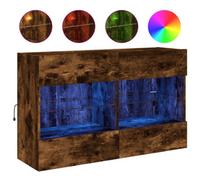 Berkfield Durable Tv Wall Cabinet With Led Lights Smoked Oak 98.5X30X60.5 Cm