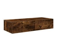Berkfield Durable Wall Shelf With Drawers Smoked Oak 80X33X17 Cm Engineered Wood