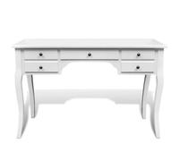 Berkfield Durable Wooden French Desk With Curved Legs And 5 Drawers