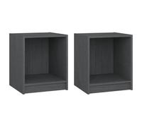 Berkfield Elegant Bedside Cabinets 2 Pcs Grey 35.5X33.5X41.5 Cm Solid Pinewood