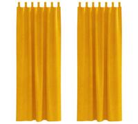 Berkfield Elegant Blackout Curtains With Hanging Loops 2 Pcs Mustard Yellow Velvet