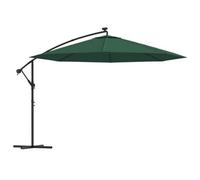 Berkfield Elegant Cantilever Umbrella With Led Lights And Metal Pole 350 Cm Green