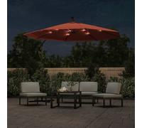 Berkfield Elegant Cantilever Umbrella With Led Lights And Steel Pole Terracotta