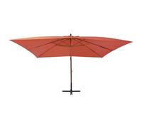 Berkfield Elegant Cantilever Umbrella With Wooden Pole 400X300 Cm Terracotta
