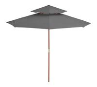 Berkfield Elegant Double Decker Parasol With Wooden Pole 270 Cm Anthracite