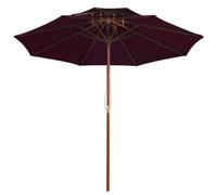 Berkfield Elegant Double Decker Parasol With Wooden Pole Bordeaux Red 270 Cm